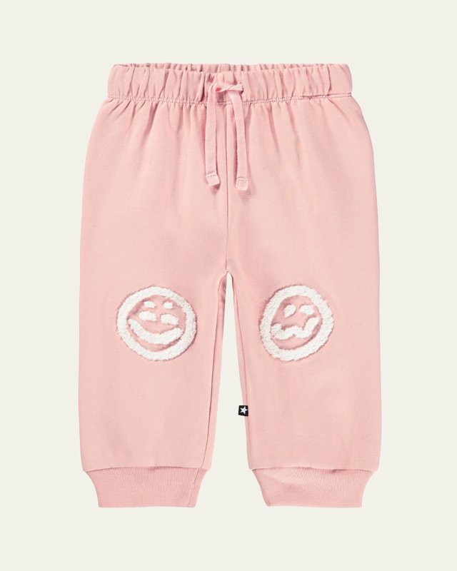 Girl's Simeon Smiling Face Cotton Jogger pants, Size Newborn-4